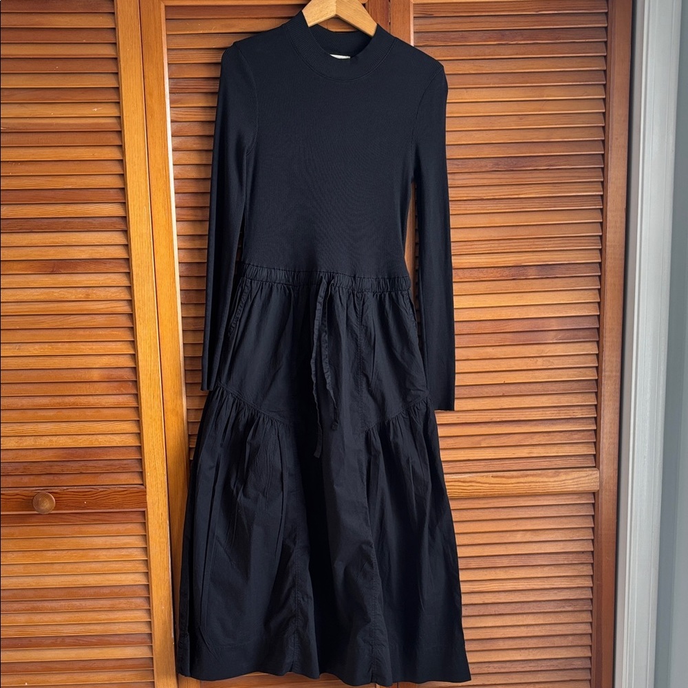 NATION LTD
WRENLEY COMBO LONG SLEEVE MIDI DRESS - JET BLACK SIZE S - Picture 2 of 13